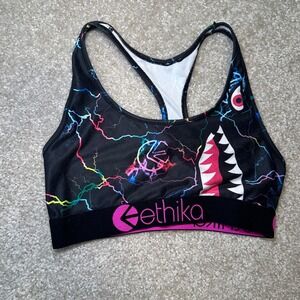Ethika Sports Bra Women Lightning Shark‎ Print Racerback Activewear XS/S